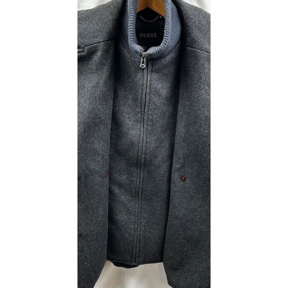 Guess Peacoat Jacket Womens Large Wool Blend Double Breasted Gray Winter Coat - Picture 10 of 12